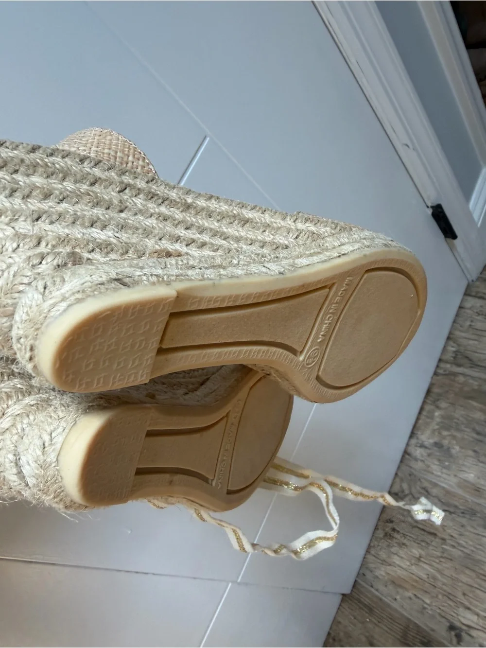 Lilly Pulitzer Paley Espadrille Wedge in Natural Size 9.5 Ankle Wrap Tie New